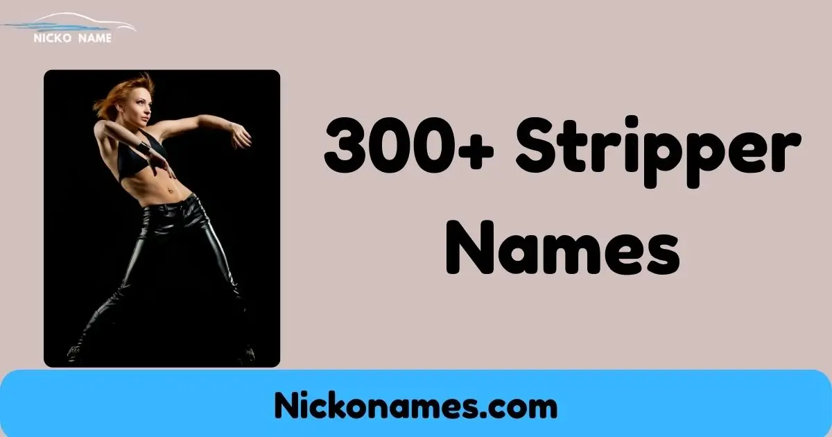 A colorful illustration featuring humorous, sexy, and iconic stripper names for both men and women, ideal for inspiration for stage personas.