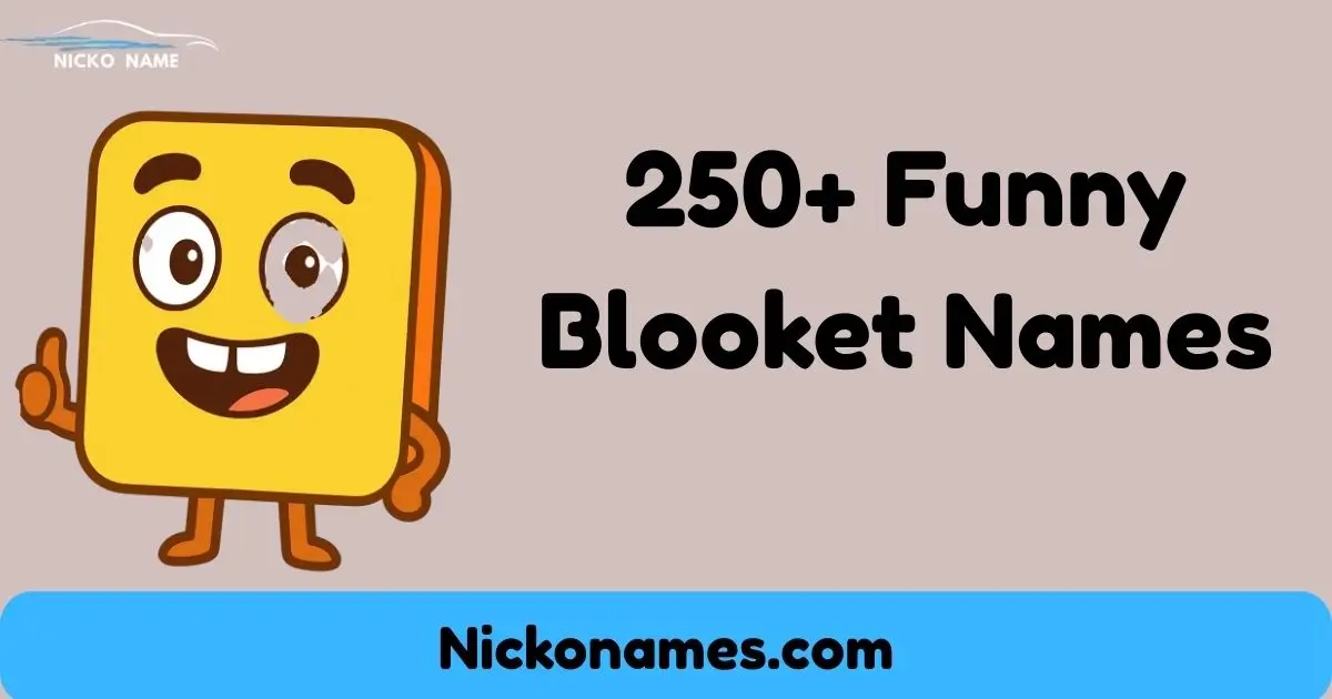 Funny Blooket Names banner with laughing emojis and colorful cartoon design.