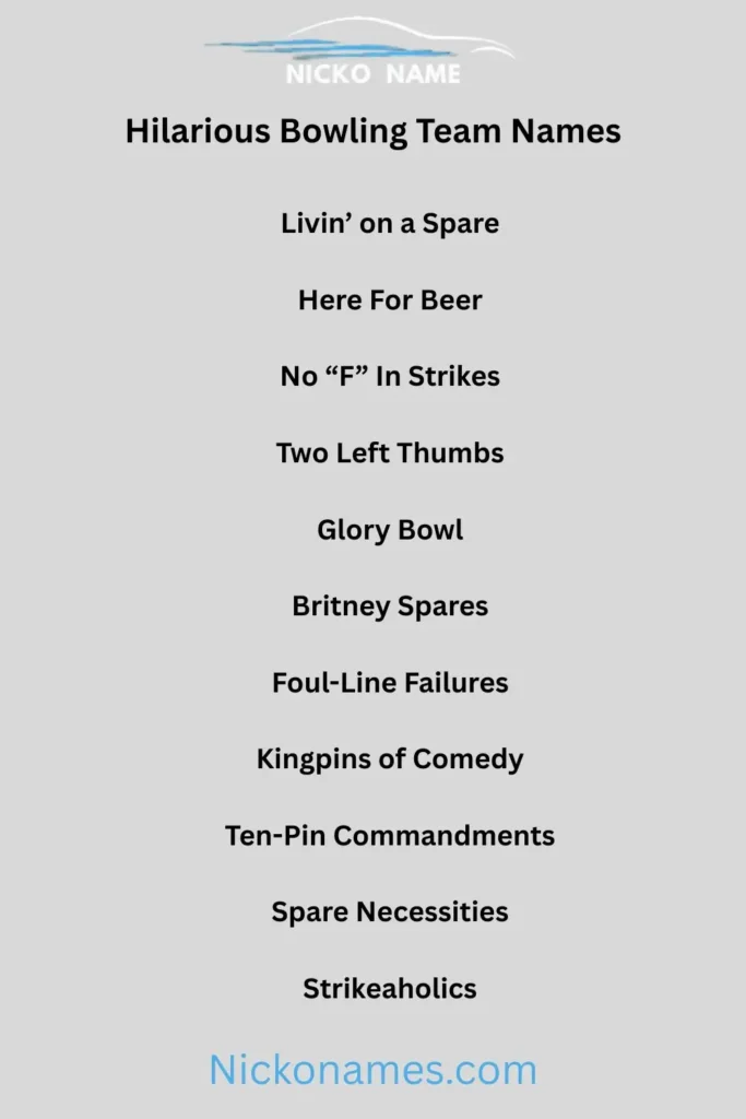 Hilarious Bowling Team Names