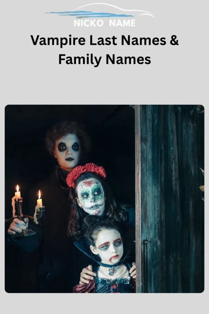 Collection of vampire last and family names for stories and games
