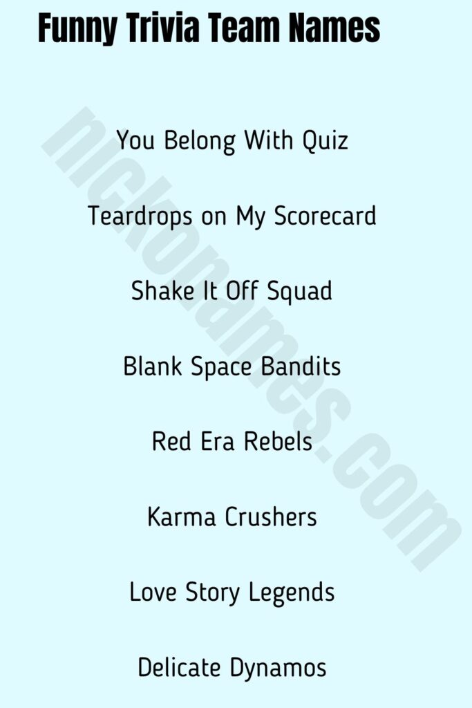 Funny Trivia Team Names