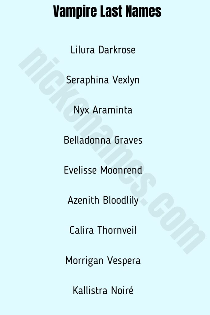  Vampire Last Names